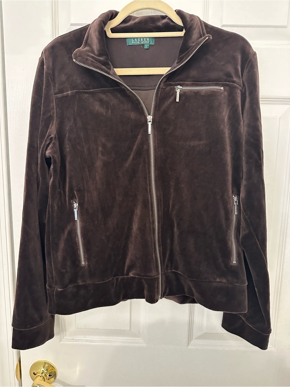 Ralph Lauren Brown Velvet Jacket with Cream Trim